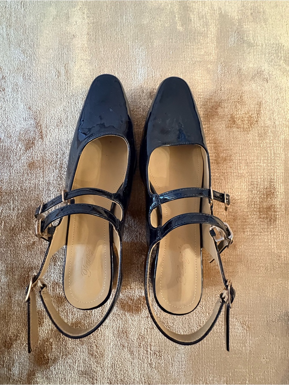 Patent Leather Mary Jane Slingback Flats in Black